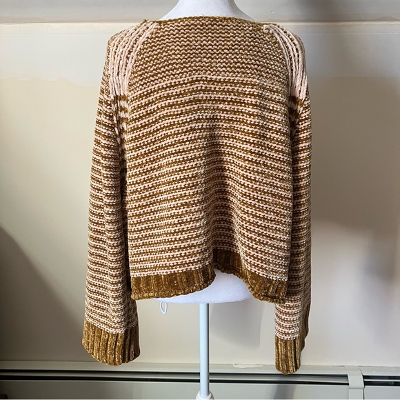 Moth Chenille Striped Cropped Wide Sleeve Knit Sweater by Anthropologie size Med - Picture 5 of 9